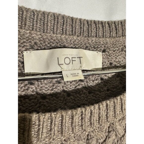 Ann Taylor LOFT Cable Knit Womens Wool Blend Crewneck Sweater Size Large - Picture 6 of 10